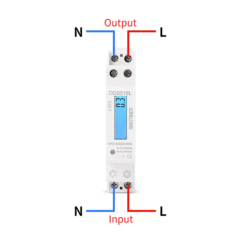 DDS518L ваттметр, измеритель мощности, 120 В, 230 В, кВтч, счетчик энергии, ЖК-дисплей с голубой подсветкой, счетчик электроэнергии, 1 P, Singel, din-рейка