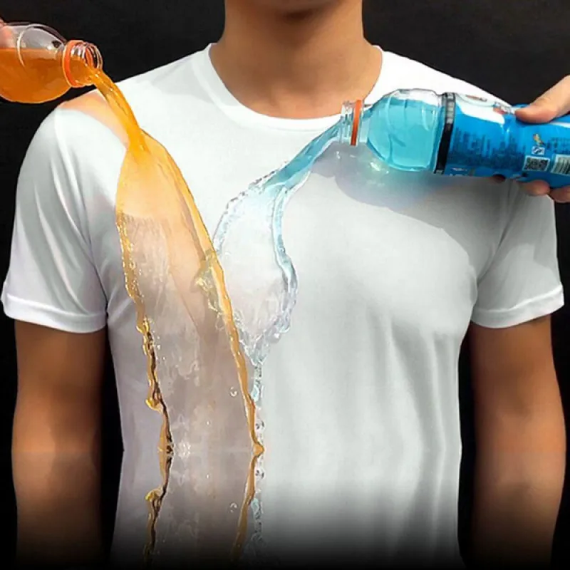 

Droppingship Men Waterproof T-Shirt Anti-Dirty Hydrophobic Stainproof Breathable Shirt Antifouling Quick Dry Top T-Shirt