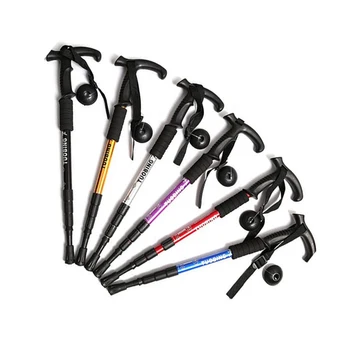 

T Handle Crutch 4-Section Adjustable Canes Walking Sticks Trekking Pole Alpenstock For Outdoor Trail Hiking Walking