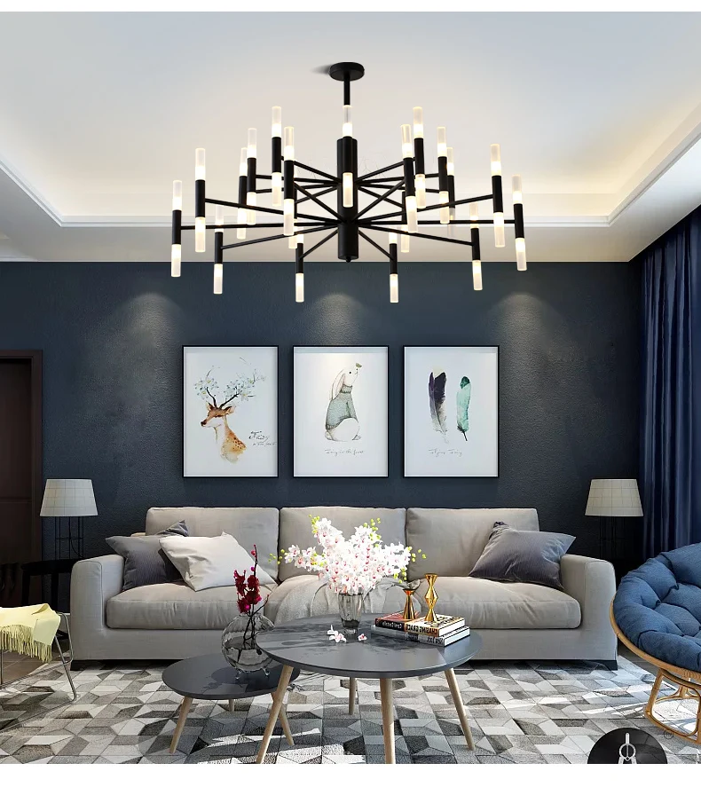  Modern Fashion Designer Black Gold Led Ceiling Art Deco Suspended Chandelier Light Lamp for Kitchen - 32965410370