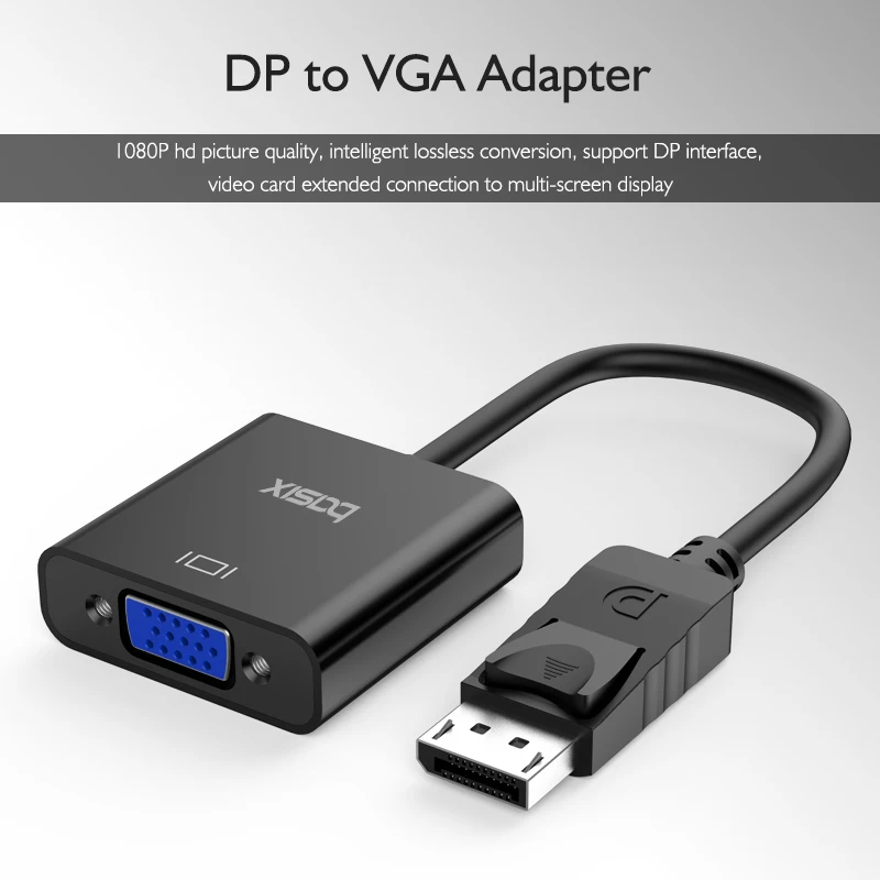 

basix DP to VGA Adapter Converter 1080P DisplayPort Male to VGA Female Cable Converter Adapter For Projector DTV TV HDVD Laptop