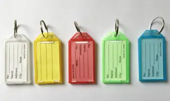 

Wholesale-1000Pcs Blank Plastic Keychains Rectangle luggage tag Insert Photo Keyrings key card number- Free ShippingSL6101