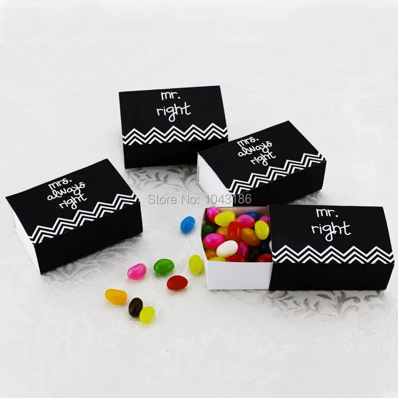wedding sweet favor box -- Mr Right&ampMrs Always Right Favor Box Small Candy Chocolates 60pcs/lot | Дом и сад