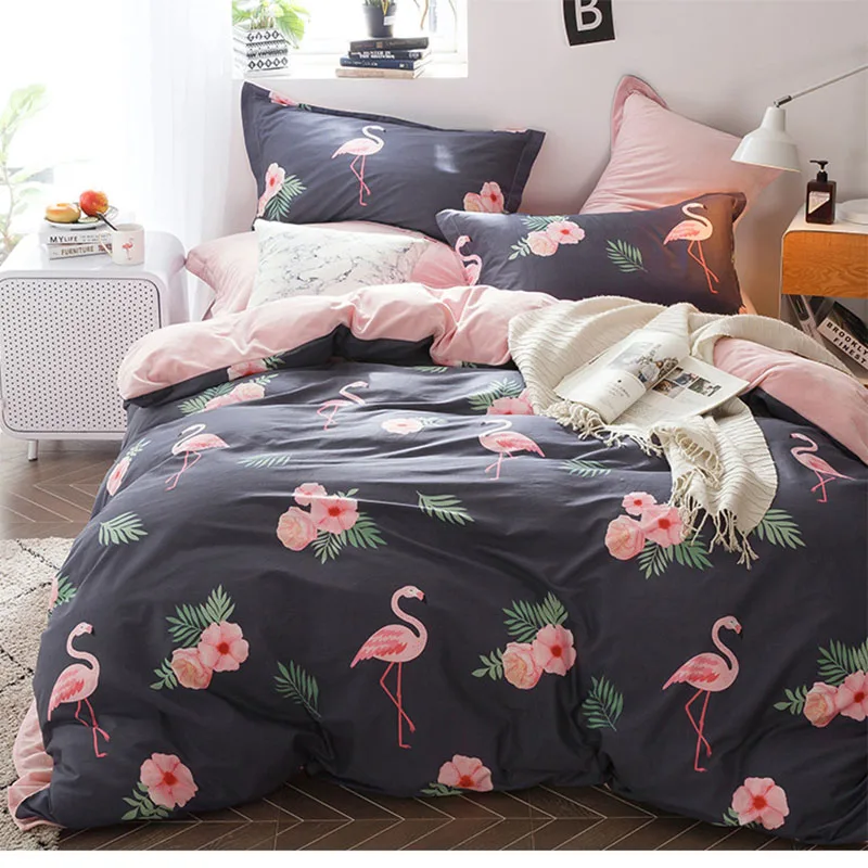 

DIFUNINA Comfortable 4 Pcs Bedding Set Cotton Stitching Crystal Velvet Printing Bed Sheet Pillowcase Duvet Cover Home Textiles