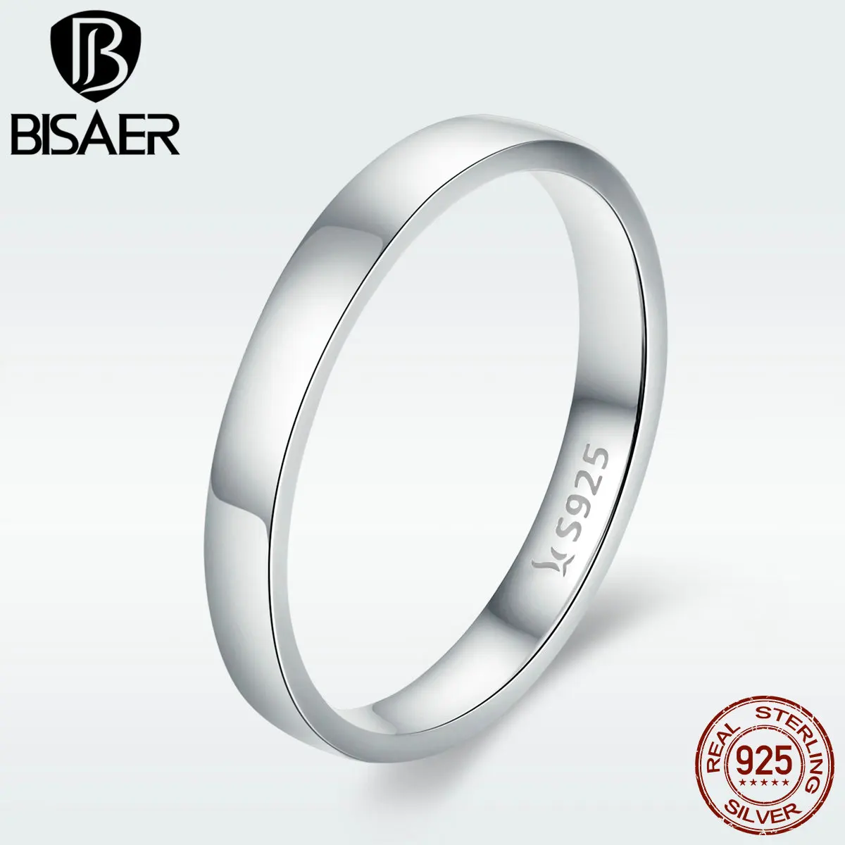 Женское кольцо для помолвки BISAER из 100% стерлингового серебра 925 пробы с сердечком