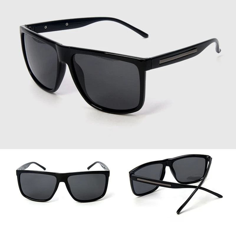 BARCUR Brand Fashion Black Sunglasses Men Polarized