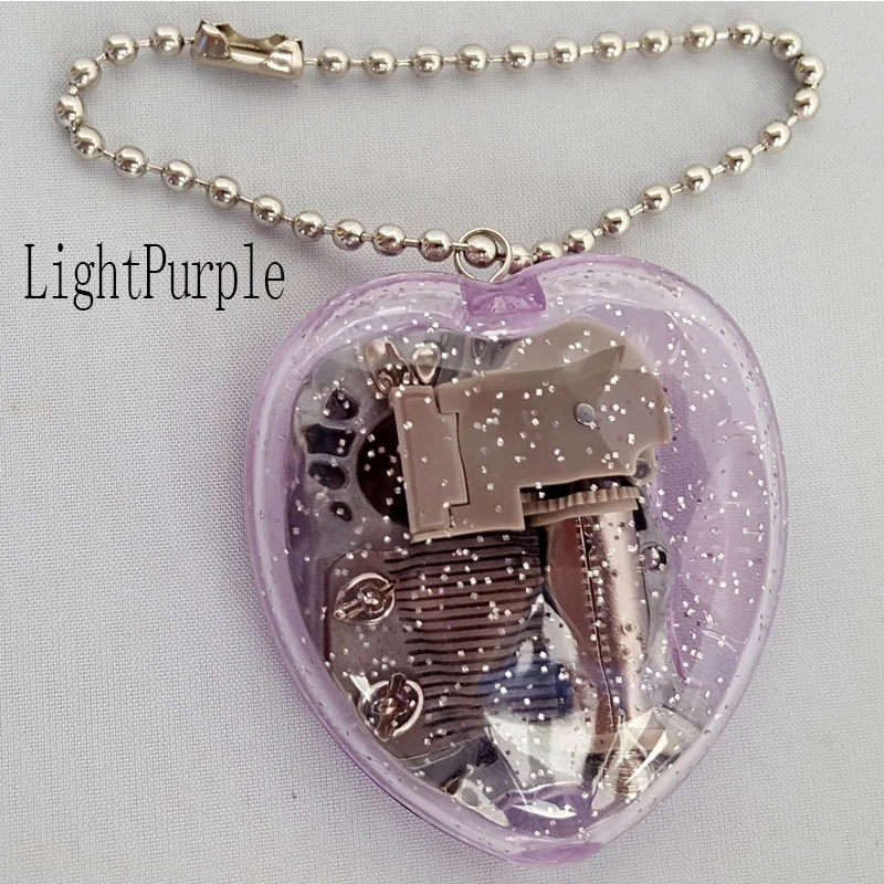 Музыкальная шкатулка для ключей, Мини акриловая музыкальная шкатулка в форме сердца, музыкальная шкатулка, брелок для ключей, подарок для девочки, "замок в небе", Tune X - Цвет: LightPurple