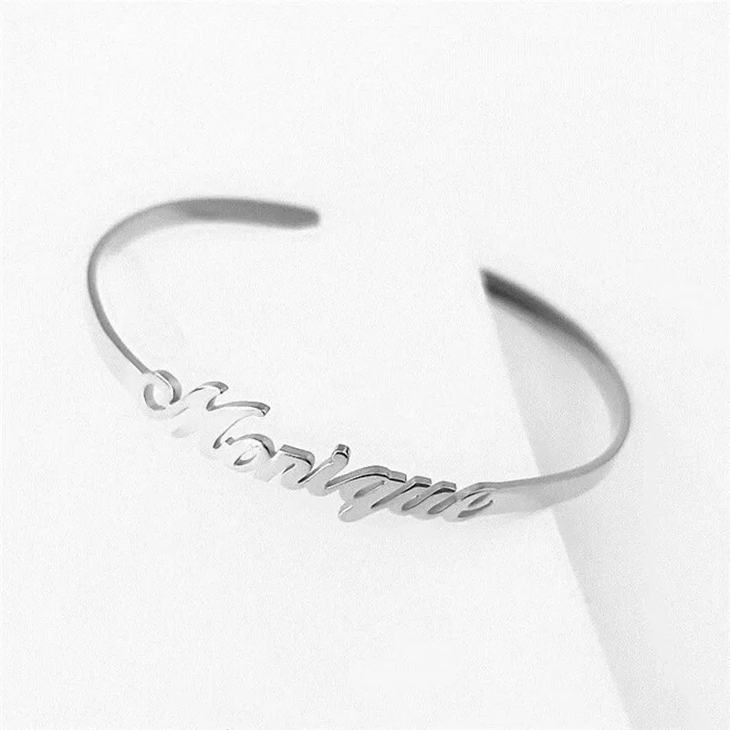 

Custom Bracelet Bangle for Women Men Name Personalized Name Initial Letters Silver Bracelets Bangles Mother's Day Jewelry Gift