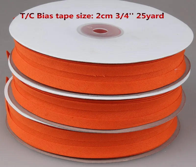 

Free shipping Bias tape, bias binding tape size: 20mm, width:3/4",2cm, 25yds/lot dark orange color, fold tape sewing edge