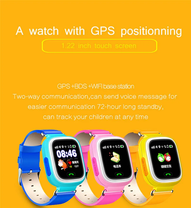 

GPS Phone Positioning Fashion Children Watch 1.22 Inch Color Touch Screen WIFI SOS Smart Watch