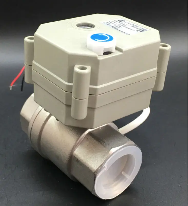 

TF25-B2-B DN25 Full Port Motorized Ball Valve With Manual Override DC12V 7 Wires 2 Way SS304 1" Electric Metal Gear Valve