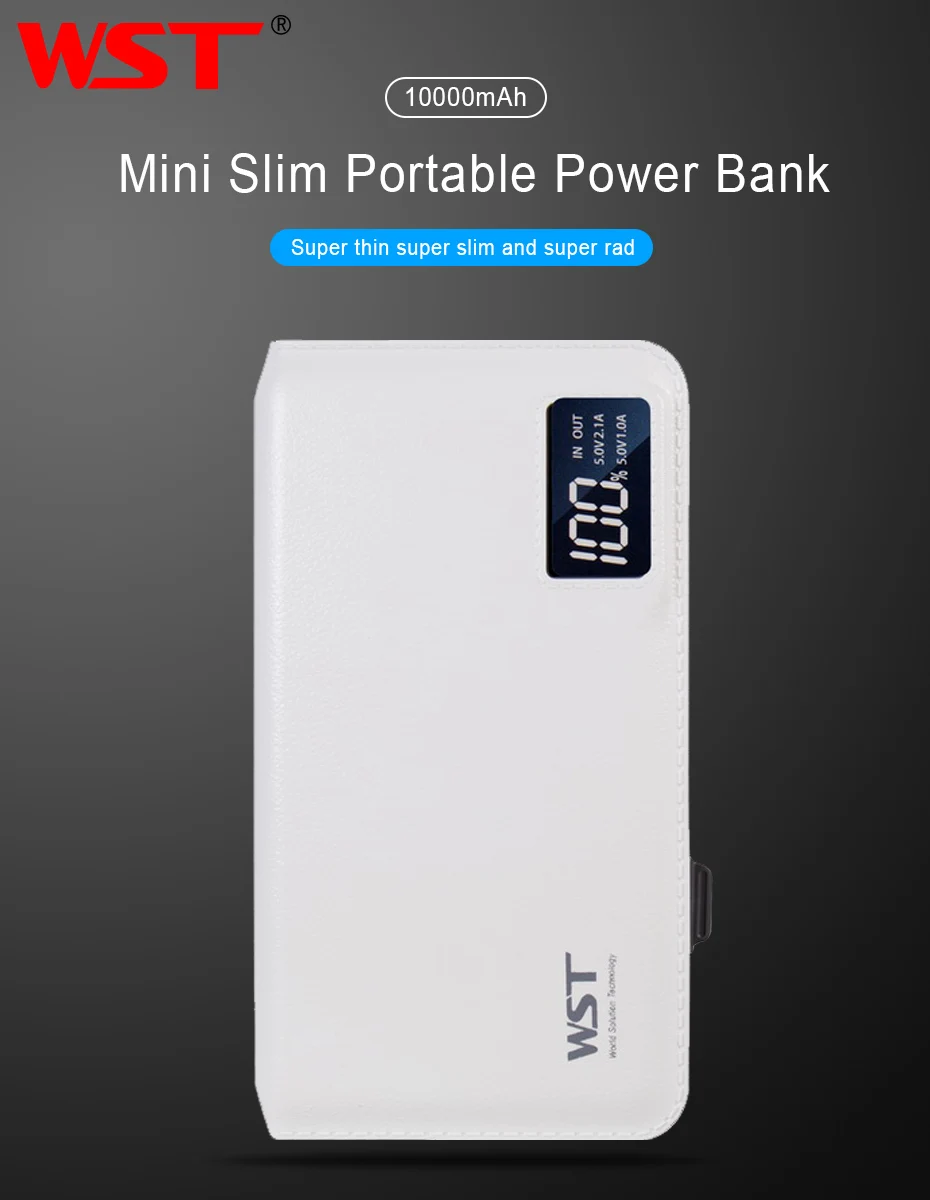 WST 10000mAh Portable Mobile External Battery LED PoverBank Battery Pack Power Bank For iPhone Xiaomi Samsung Phone Powerbank (7)