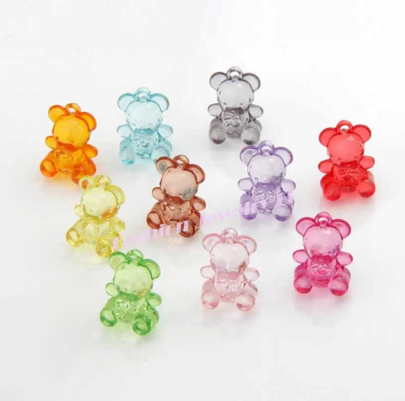 18 шт 19,2x13,7 мм красочные пластиковые 3D Подвески с медведем ювелирные изделия DIY L3064