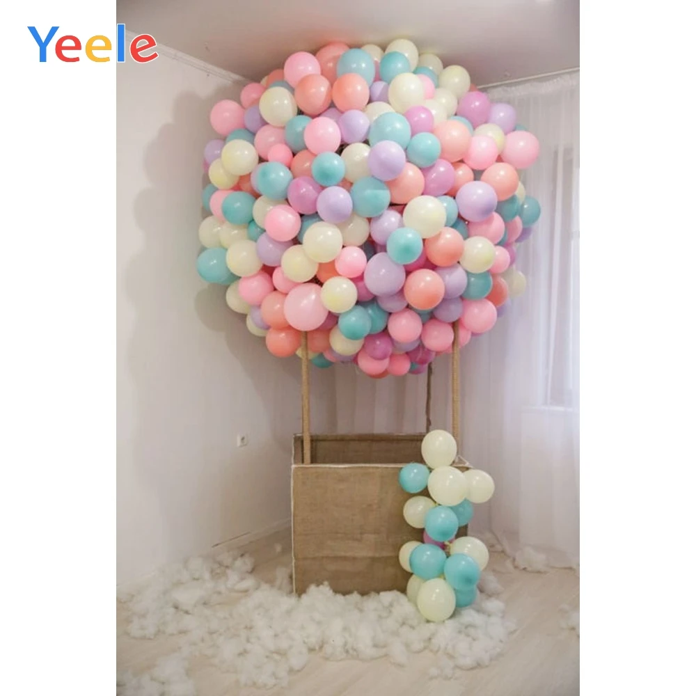 

Yeele Children Baby Happy Birthday Party Balloon Pink Photography Backdrop Custom Vinyl Photographic Background For Photo Studio