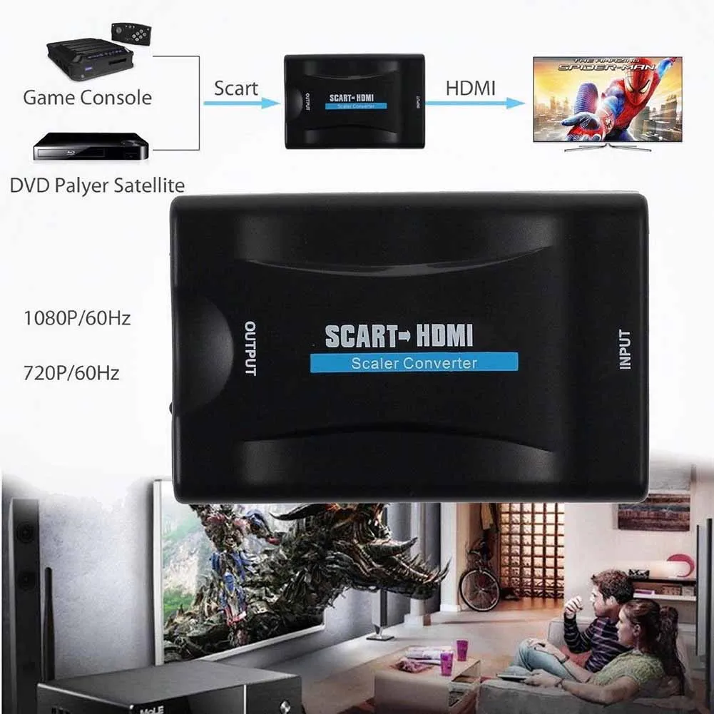 Новые Scart конвертер HDMI аудио-видео адаптер для 1080 P HDTV STB Sky Box EM88