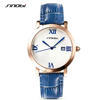 

SINOBI Women's Antique Watches Gold Steel Wristwatches Date Ladies Fashion Leather Quartz Watch 2018 Top Clocks Relojes Mujer
