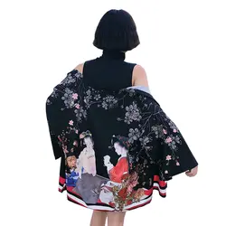 Винтаж Цветочный Принт кимоно для женщин 3/4 рукав Повседневная Блузка 2018 Весна женский Япония Kuv стиль Boho Mujer De Moda