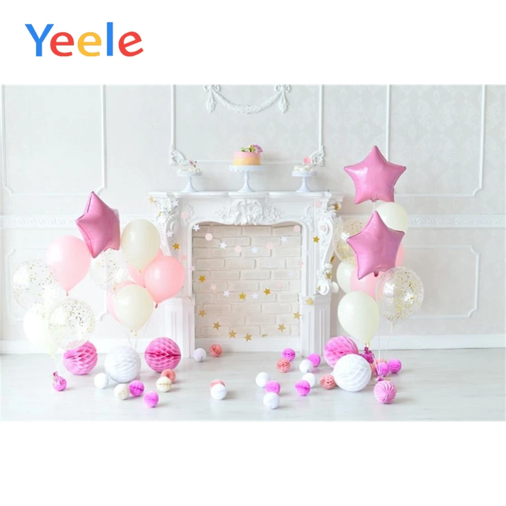 

Yeele Balloon Fireplace Scene Birthday Party Portrait Baby Newborn Photography Background Photographic Backdrop For Photo Studio