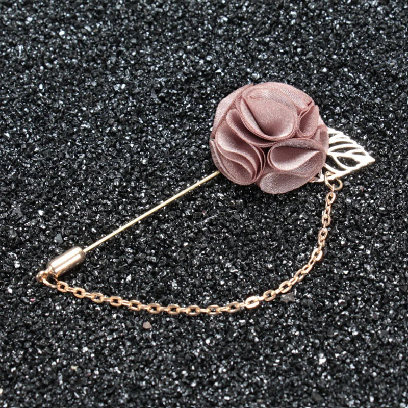 Wholesale Handmade Flower Brooch Insert Long Chain Pin Fashion Mens