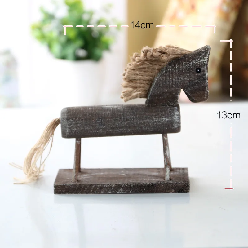 Wooden Horse Home Decor Crafts Figurines Ornaments Living Room