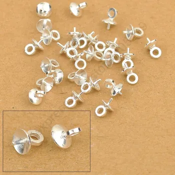 

5MM Wholesale 100PCS DIY Jewelry Findings 925 Sterling Silver Bail Connectors Pendant Beads Cap For Pearl,Crystal Bead