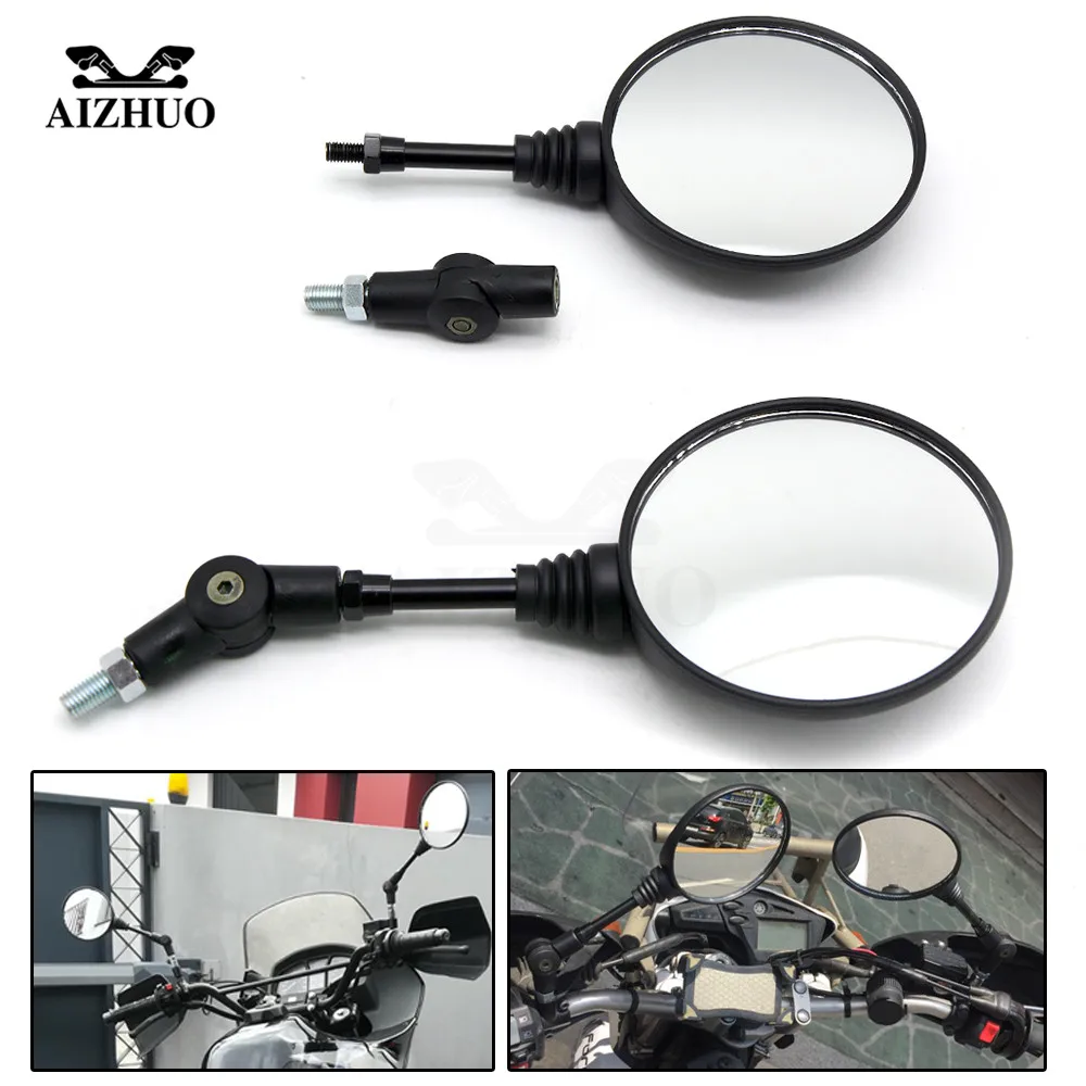 Universal Black Custom Folding Motorcycle Mirror Side Rearview Round Mirror 8mm 10mm For yamaha Honda Suzuki Kawasaki Ktm Bmw