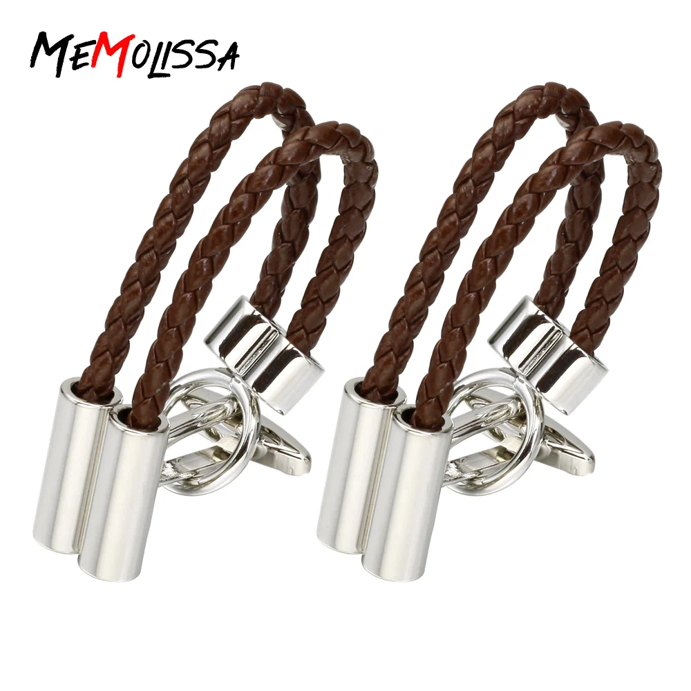 MeMolissa Luxury shirt Brown rope cufflink Brand Hipster Cufflinks For