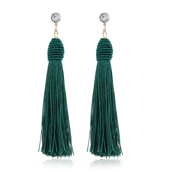 

2019 Bohemian Long Tassel Earrings For Women Navy Blue Vintage Retro Drop Dangle Tassel Earrings Wedding Female Jewelry