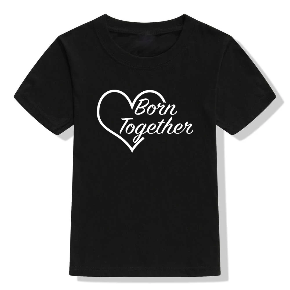 Футболка «Born Together& Friends Forever» для мальчиков и сестер; футболка с короткими рукавами для малышей; детская футболка; летняя одежда для близнецов