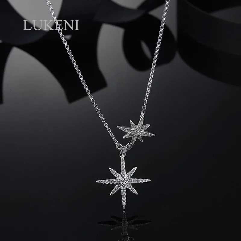 

LUKENI New Design,Fashion Women S925 Sterling Silver Micro Inlay Zircon M Word Push-Pull Necklace Sweater Chain Jewelry