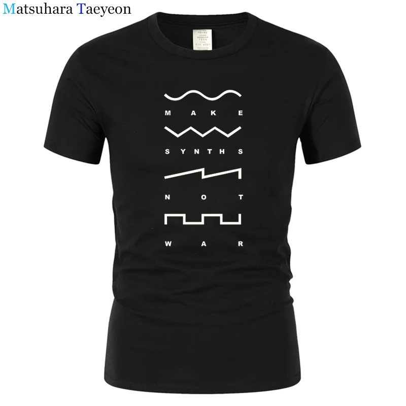 

Men T Shirt LEQEMAO Make Synths Not War T-Shirt Premium Cotton Synthesiser Analogue Retro Roland Cool tshirt O Neck Cotton t192