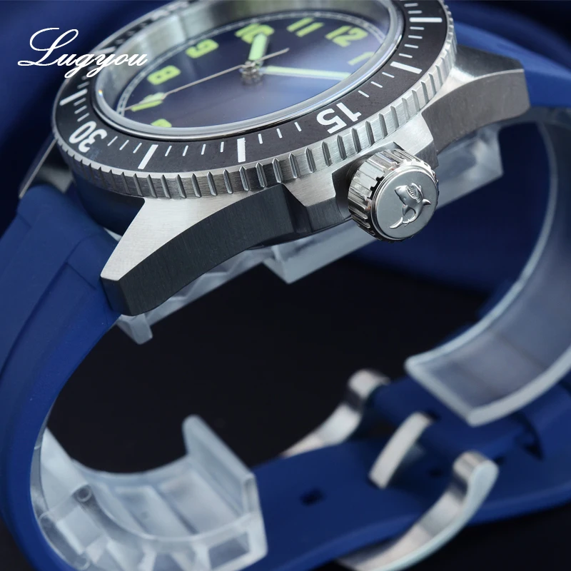 Lugyou San Martin Diver Watch Stainless Steel Automatic Ceramic Rotating Bezel 200m Water Resistance Rubber Band Luminous Dial