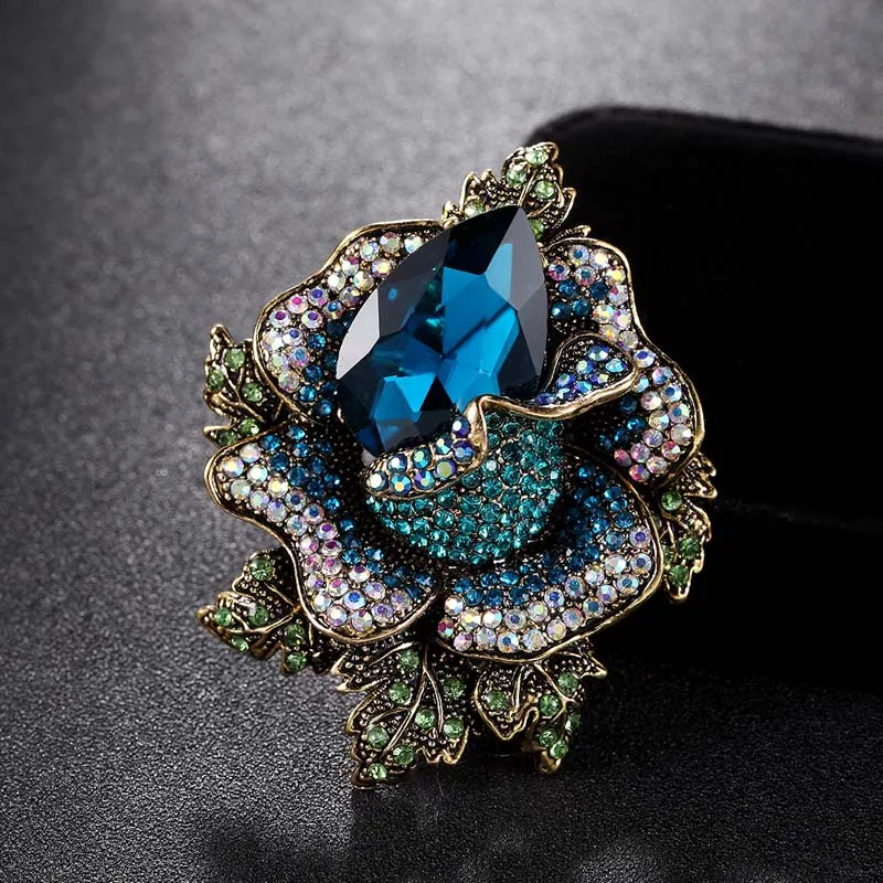 Zlxgirl Blue Pink Flowers Brooches Bouquet Christmas Accessories Beautiful  Women Vintage Brooch Pins Bijoux Fashion Hijab Pins