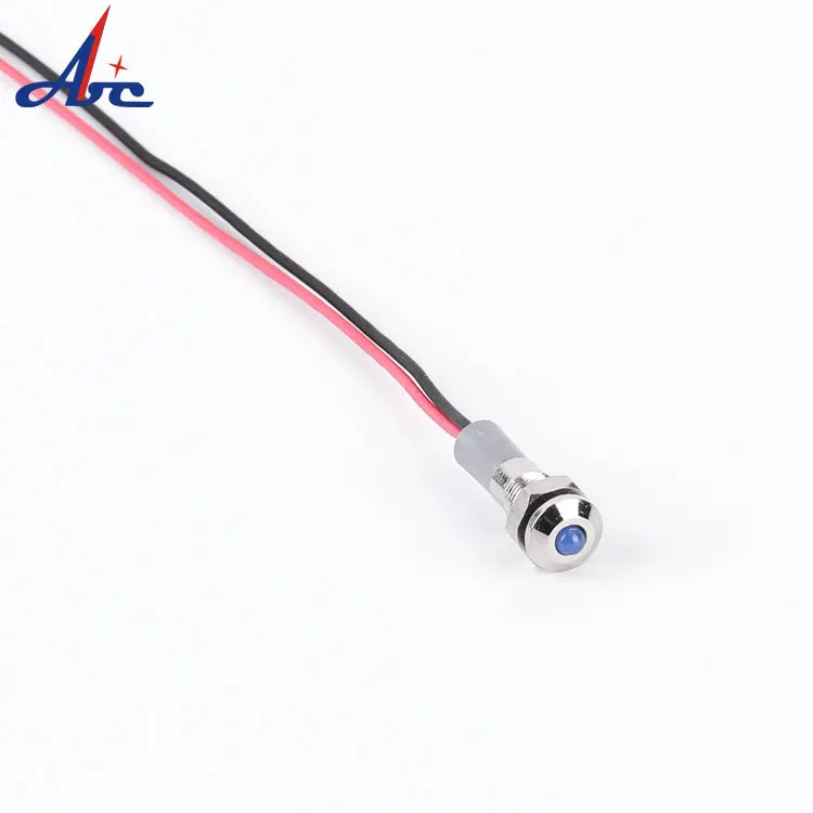 6mm LED Ball Head Metal Waterproof 2V/3V/6V/12V/24V/110V/220V Pilot Signal Lamp 150mm Wiring Cable Boat Car Indicator Light