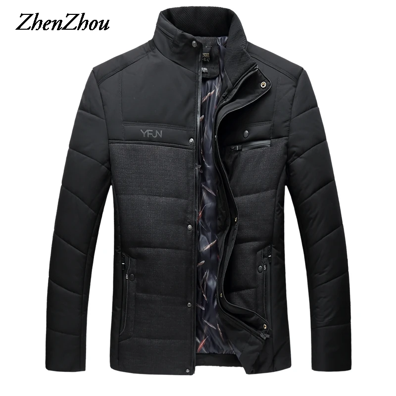 

L-7XL Men Parkas Hooded Mens Winter Jacket Patchwork Plus Size 2019 Fashion Man Coat Stand Collar Overcoats Male Top Quality