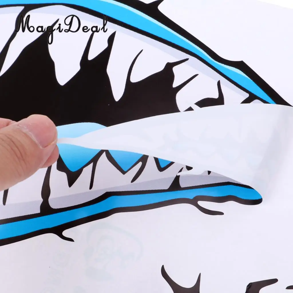 MagiDeal 2 Pieces Large 3D Shark Teeth Mouth Sticker Kayak Fishing Boat Decals for Car Window Motorcycle Bike Decoration Gift