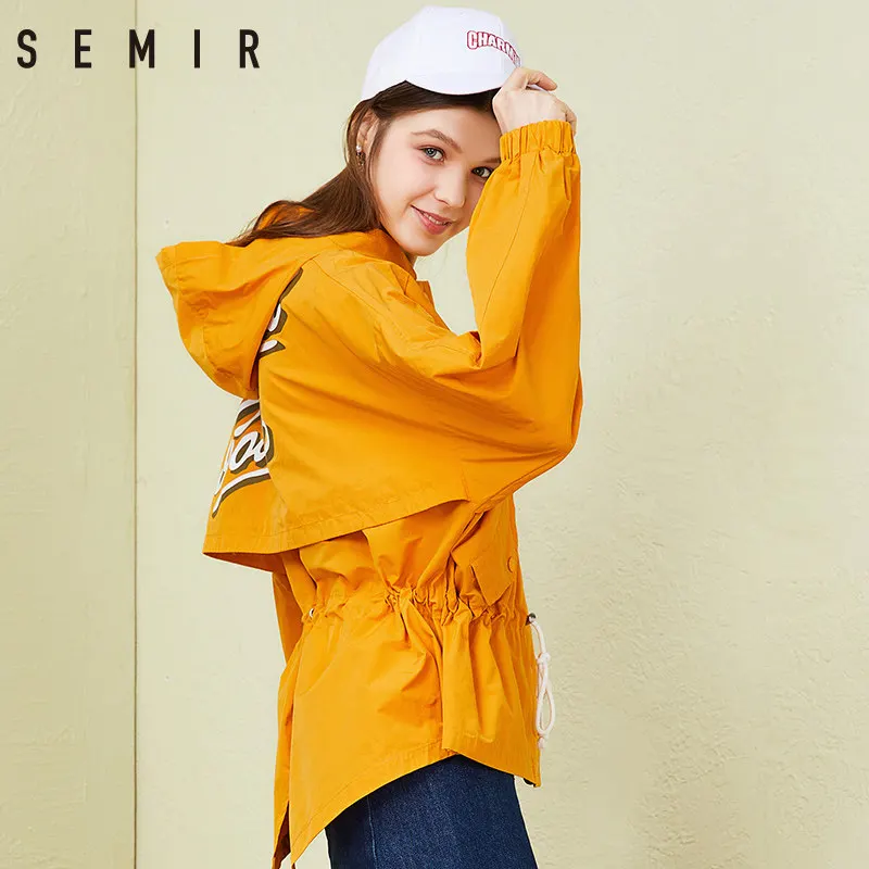 SEMIR пальто 2018 Новая мода для женщин с буквенным принтом свободное шоу тонкий