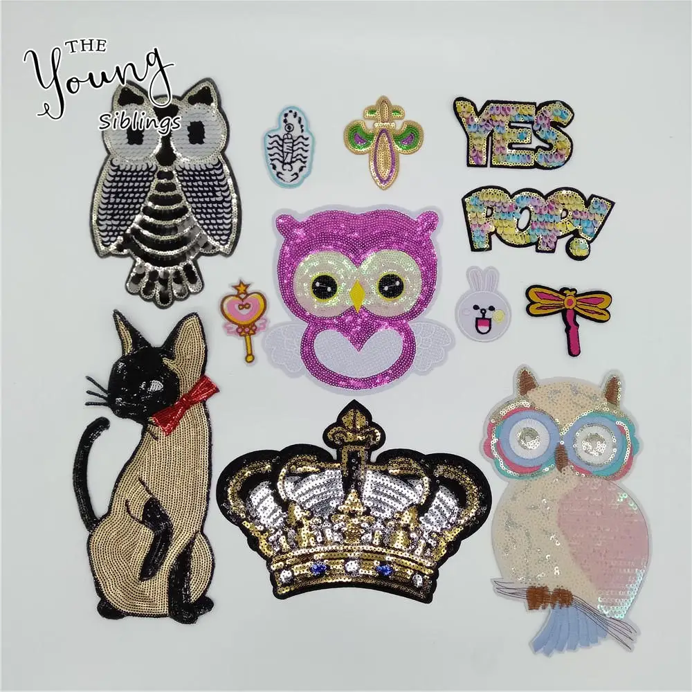 

Cute Animal Embroidery Stickers Sequins Butterfly Hot melt adhesive Patches Iron on patch Mixture Badge DIY Clothing Accessories