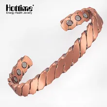 Hottime магнитный медный браслет для мужчин Регулируемая открытая манжета браслеты артрит здоровье энергетические украшения Браслеты для женщин
