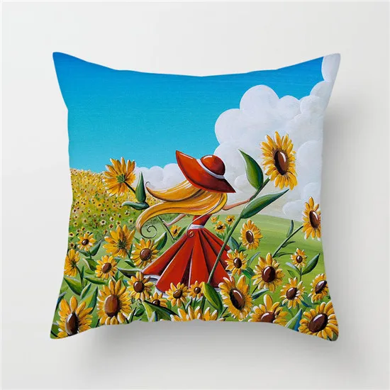 Fuwatacchi наволочки для подушек с рисунком подсолнуха, наволочки для подушек с изображением листьев заката для дома, дивана, стула, декоративные наволочки с цветочным рисунком - Цвет: PC06979