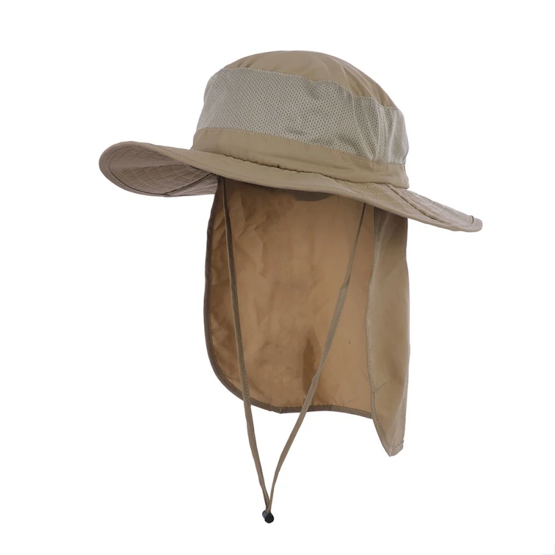 Boonie Outdoor Fishing Camping Neck Cover Bucket Sun Flap Hat Bush Cap Khaki