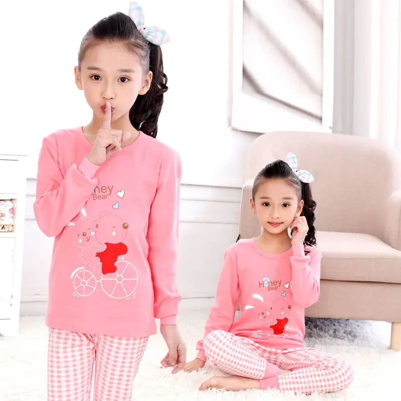 

2019 Kids Girls and Boys Pajamas Sets Children O-Neck Sleepwear Soft Cotton Tops + Pants Homewear for Toddler Girl Baby Pyjamas