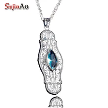 Szjinao модные женские туфли кулон Горячая Распродажа 925 Стерлинговое серебро подвеска(кулон) цвета морской волны роскошные свадебные ювелирные изделия