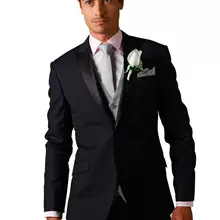 Классические мужские костюмы костюм жениха комплект со смокингом жениха черные полоски для шафера костюм(куртка+ штаны+ галстук-бабочка+ жилет) для маленькой девочки A68