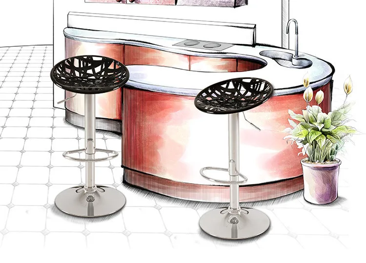 

black color bar chair ABS material seat rotation stool coffee house living room chair stool retail wholesale free shipping