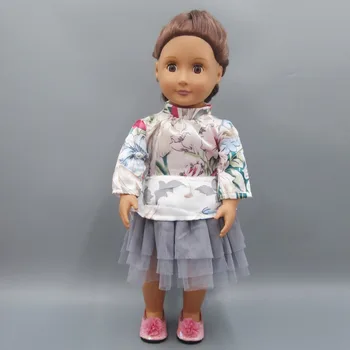

Doll clothes for 45cm American doll and new born doll accessories fashion print dress skirt