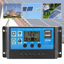 ЖК-панель солнечной батареи регулятор заряда контроллер двойной USB 12 v 24 v 20A Солнечный контроллер зарядное устройство двойной USB