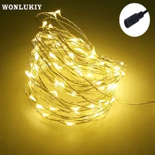 20 м 200 светодиодный s Серебряный медный провод DC 12 В светодиодный гирлянды для рождества, праздника, свадьбы, вечеринки, украшения с адаптером питания