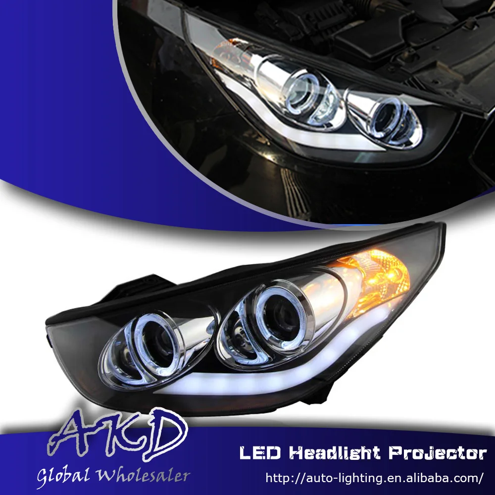 

One-Stop Shopping Styling for Angel Eye LED Headlight Hyundai IX35 Headlights DRL Lens Double Beam H7 HID Xenon Car Accessories