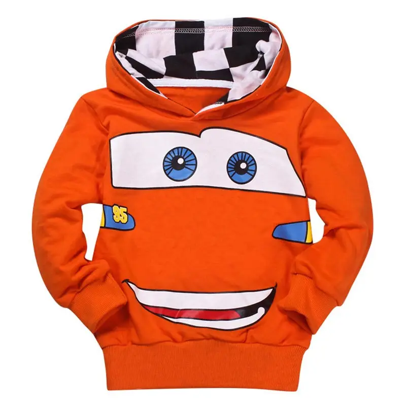 Новая дешевая распродажа мода для мальчиков и девочек с мультипликационным принтом «машинки» Демисезонный спортивные худи футболка Для детей нарядыдля школы Костюмы - Цвет: Orange